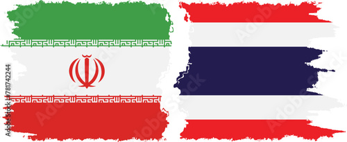 Thailand and Iran grunge flags connection vector