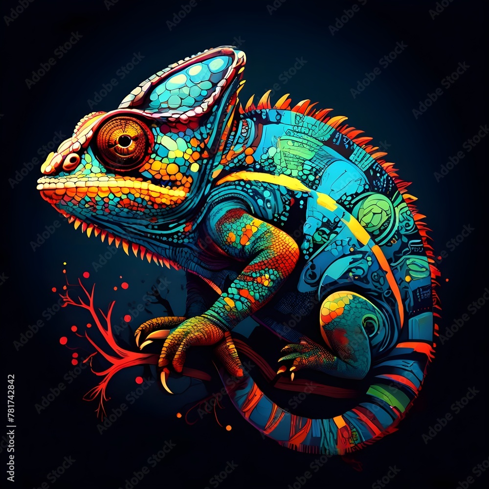 Fototapeta premium lizard on a black background