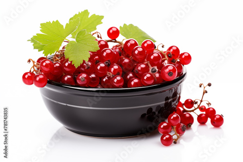 Red currant in bowl. Boost for immune system. AI generation.