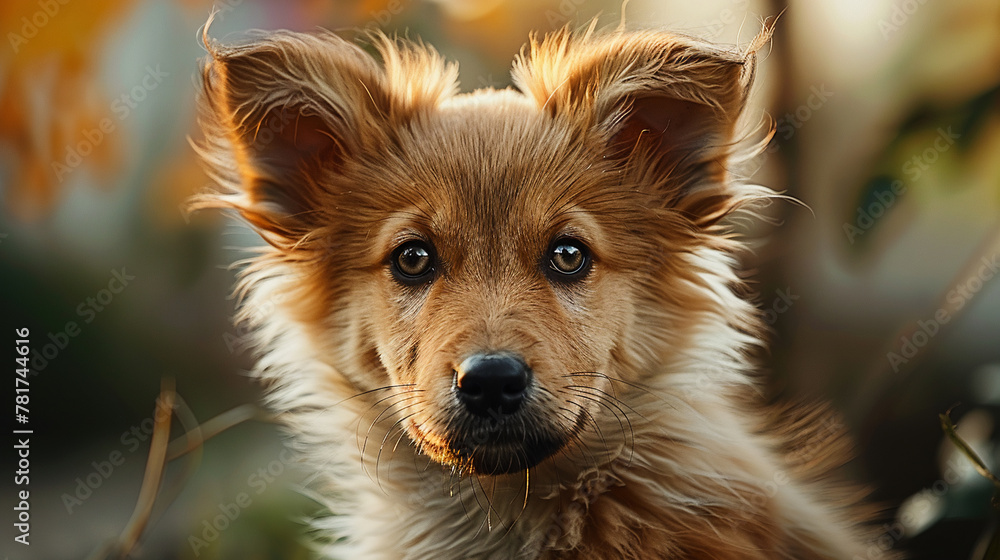 Cute puppy sitting outdoors, AI Generative. Cute puppy sitting outdoors, AI Generative.