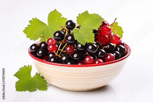 Black and red currant isolated on white background. Boost for immune system. AI generation.