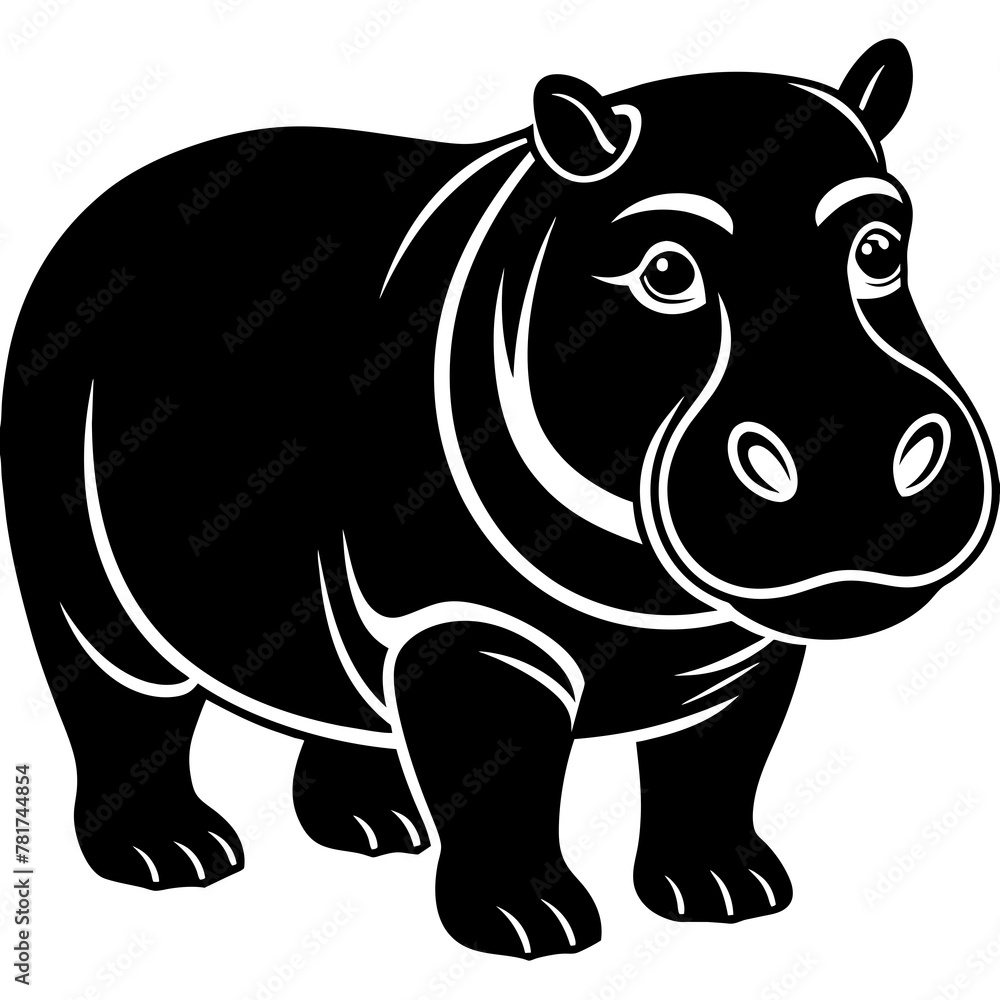 Fototapeta premium head of a Hippopotamus mascot,Hippopotamus silhouette,zabra face vector,icon,svg,characters,Holiday t shirt,black Hippopotamus face drawn trendy logo Vector illustration,Hippopotamus on a white backgr