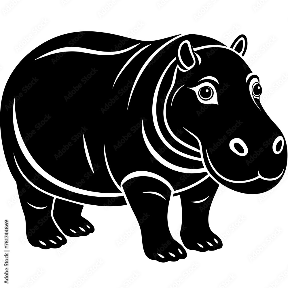 Obraz premium head of a Hippopotamus mascot,Hippopotamus silhouette,zabra face vector,icon,svg,characters,Holiday t shirt,black Hippopotamus face drawn trendy logo Vector illustration,Hippopotamus on a white backgr