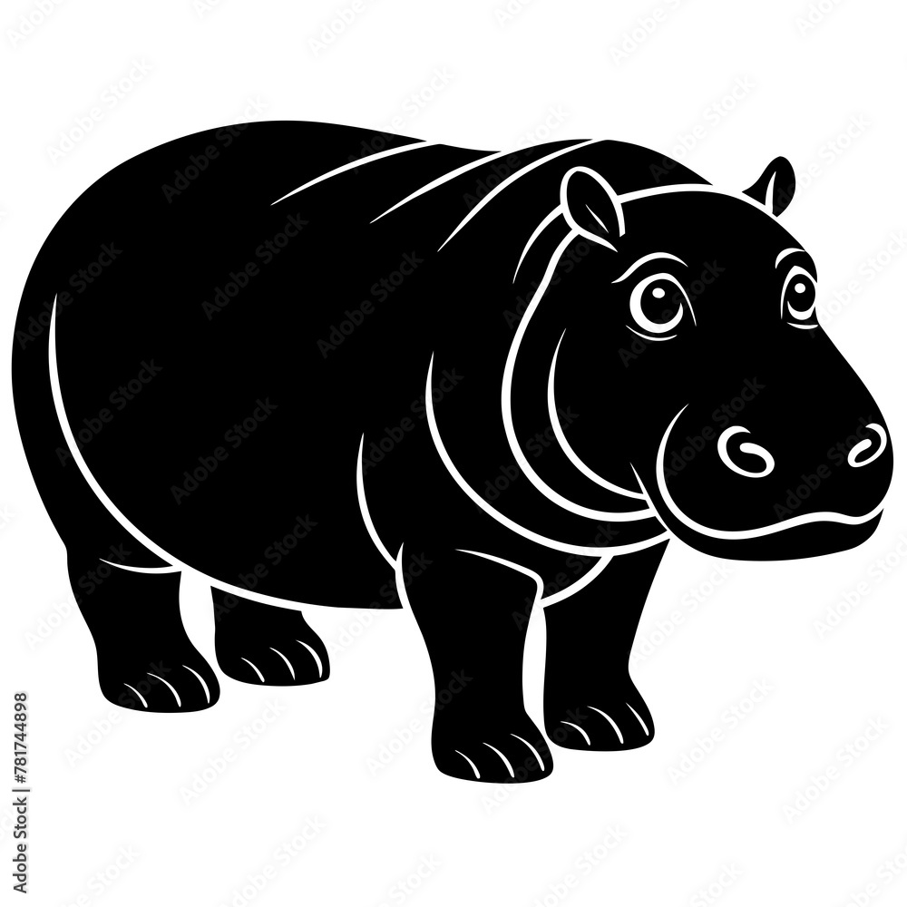 Obraz premium head of a Hippopotamus mascot,Hippopotamus silhouette,zabra face vector,icon,svg,characters,Holiday t shirt,black Hippopotamus face drawn trendy logo Vector illustration,Hippopotamus on a white backgr
