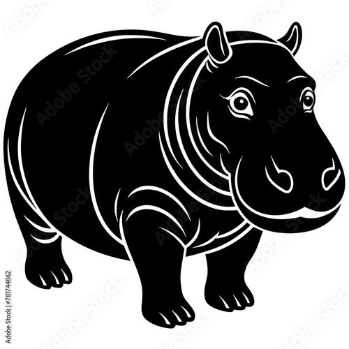 head of a Hippopotamus mascot Hippopotamus silhouette zabra face vector icon svg characters Holiday t shirt black Hippopotamus face drawn trendy logo Vector illustration Hippopotamus on a white backgr