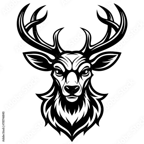 head of a deer mascot deer silhouette vector icon svg characters Holiday t shirt black deer face drawn trendy logo Vector illustration deer on a white background eps png