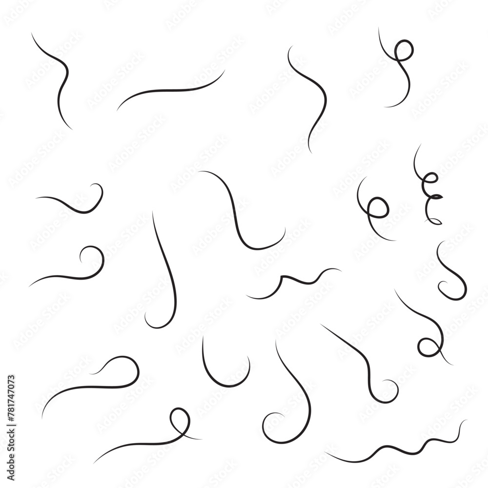 A hand-drawn curved line shape. Curved line icon collection. Vector illustration isolated on a white background A hand-drawn curved line shape. Curved line icon collection. Vector illustration isolated on a white background