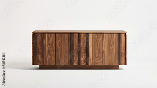 Fototapeta Naklejka Na Ścianę i Meble -  Modern wooden cabinet for decorative items on white background.