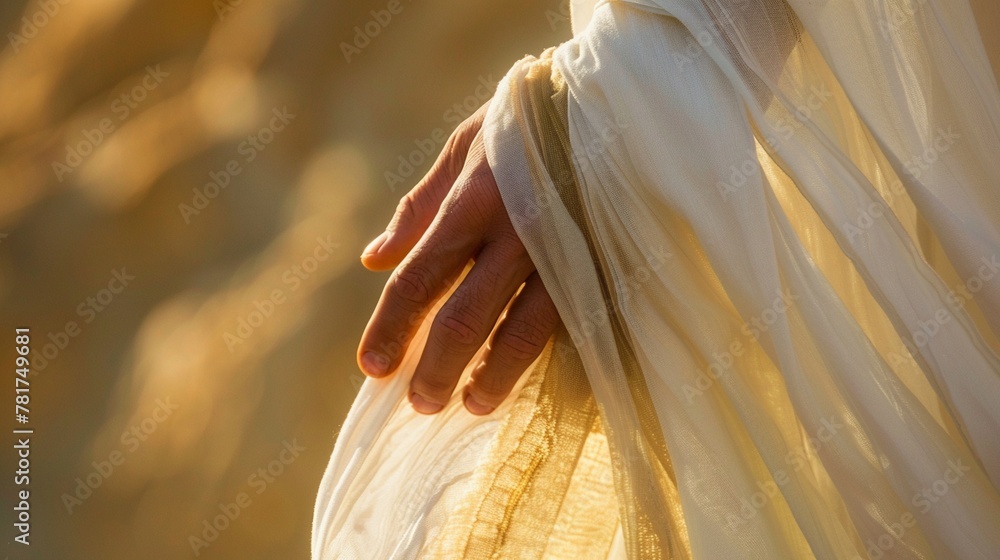 A compassionate hand reaching out to touch the hem of Jesus garment ...