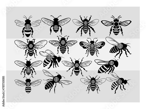 Bee Circle Monogram Svg   SVG Bundle   Bumble Bee Svg   Honey Bee Silhouette  Animals Svg   Circle Monogram   Bee Clipart Svg   Honeybee Svg © Aesthetic Studio