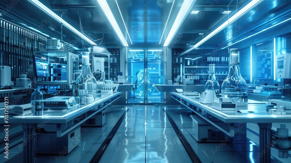futuristic laboratory with advanced equipment and technology for scientific experiments