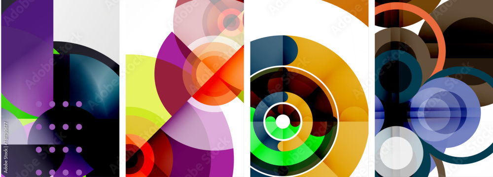 Set of circles geometric abstract posters. Abstract backgrounds for wallpaper, business card, cover, poster, banner, brochure, header, website Set of circles geometric abstract posters. Abstract backgrounds for wallpaper, business card, cover, poster, banner, brochure, header, website