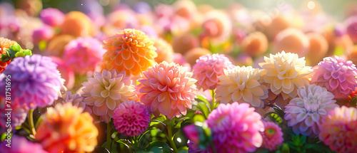 Dahlia Garden at Twilight, A Spectrum of Petals in Evening Light, The Last Whisper of Summers Color
