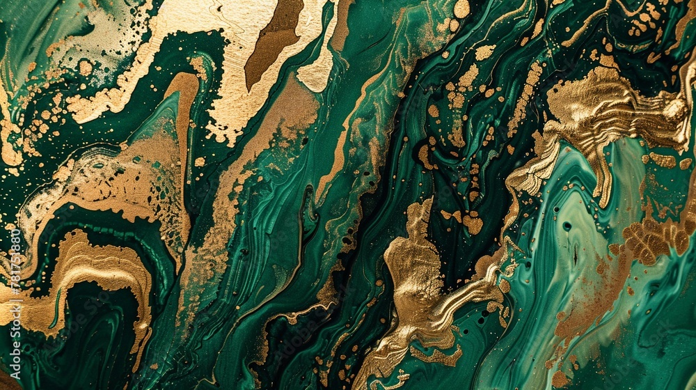 Rich gold and emerald green abstract art