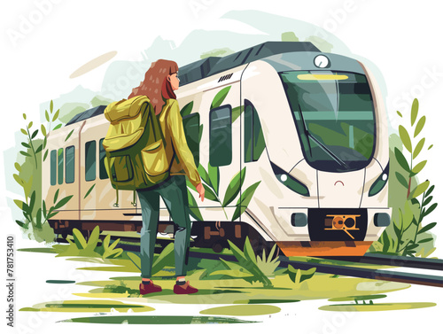 Commuter's Choice: Eco-friendly Train Journey in Animated Splendor