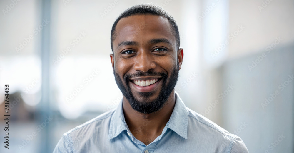 Smiling Black Office Worker Engaged in Presentation Smiling Black Office Worker Engaged in Presentation