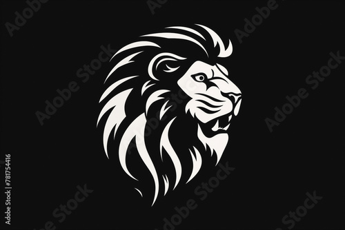 Majestic lion silhouette  symbolizing courage and leadership  captured in a bold and striking logo.