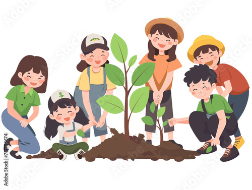 Community Collaboration for Reforestation: Friends Unite to Combat Climate Change, Nurturing Nature's Embrace