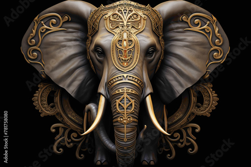 Regal elephant emblem, with its majestic presence and wise demeanor, symbolizing strength and wisdom.