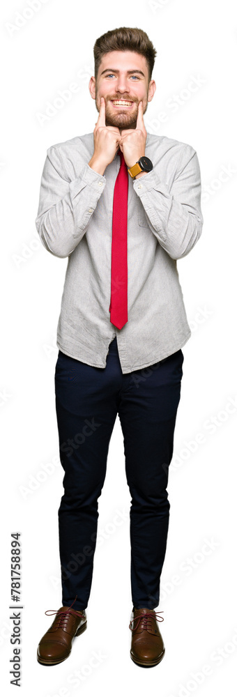 Young handsome business man Smiling with open mouth, fingers pointing and forcing cheerful smile Young handsome business man Smiling with open mouth, fingers pointing and forcing cheerful smile