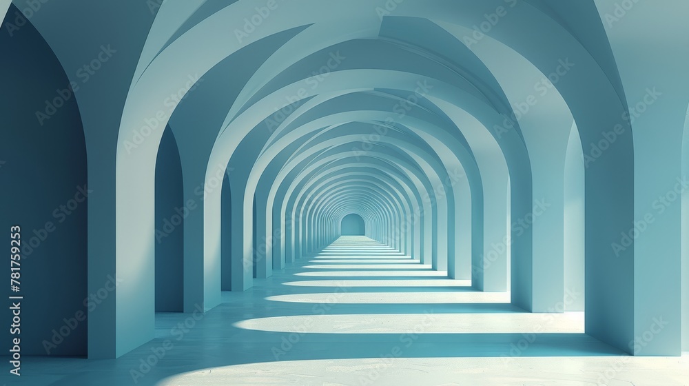 Abstract Architectural Elements: A 3D vector illustration of a series of arches intersecting at various angles