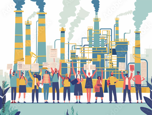 Industrial Pollution Protestors Demand Eco-Friendly Practices: Activists Gather in Animated Demonstration Advocating for Regulation