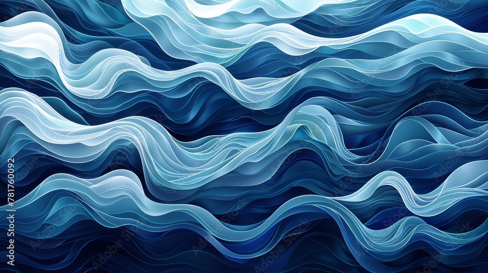 Fototapeta premium Abstract Patterns: A vector illustration of flowing, wave-like patterns in cool