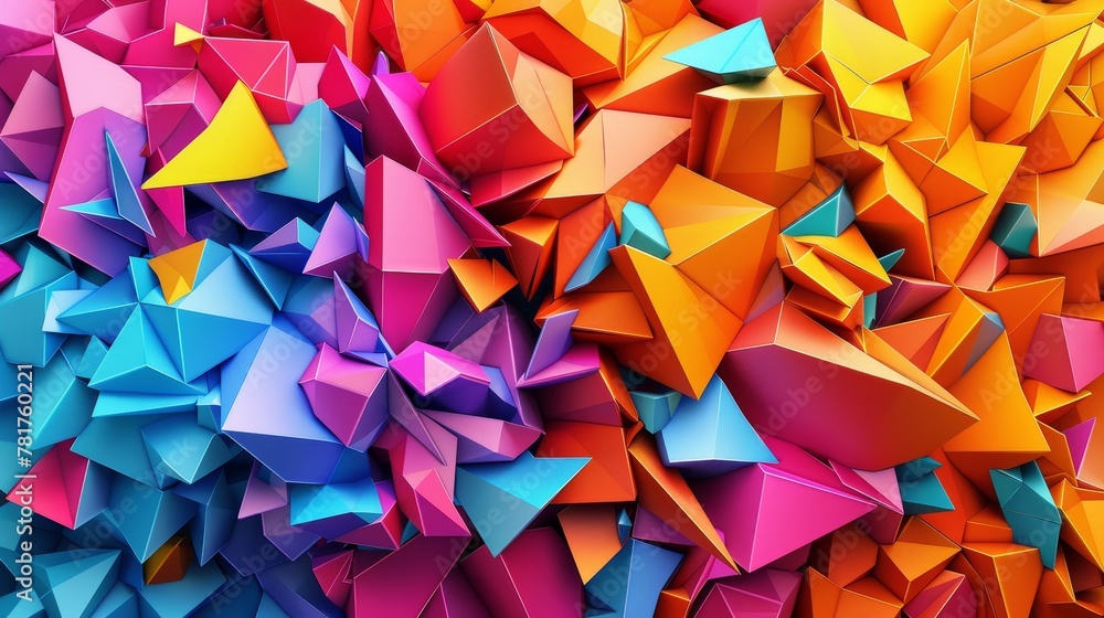 Colorful Abstract Shapes: A 3D vector illustration of jagged, irregular polygons in bright colors