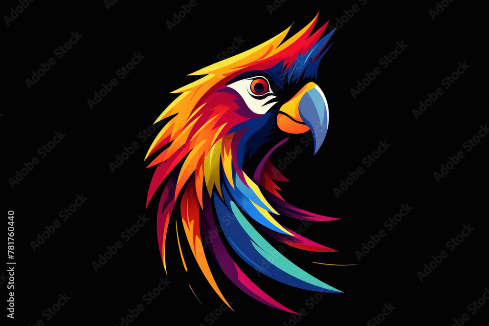 Vibrant macaw logo, with its colorful feathers and lively expression, representing vibrancy and energy.