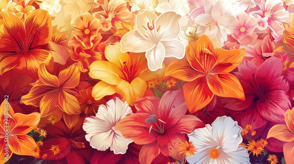 Floral Patterns: A vector design featuring a variety of different flowers