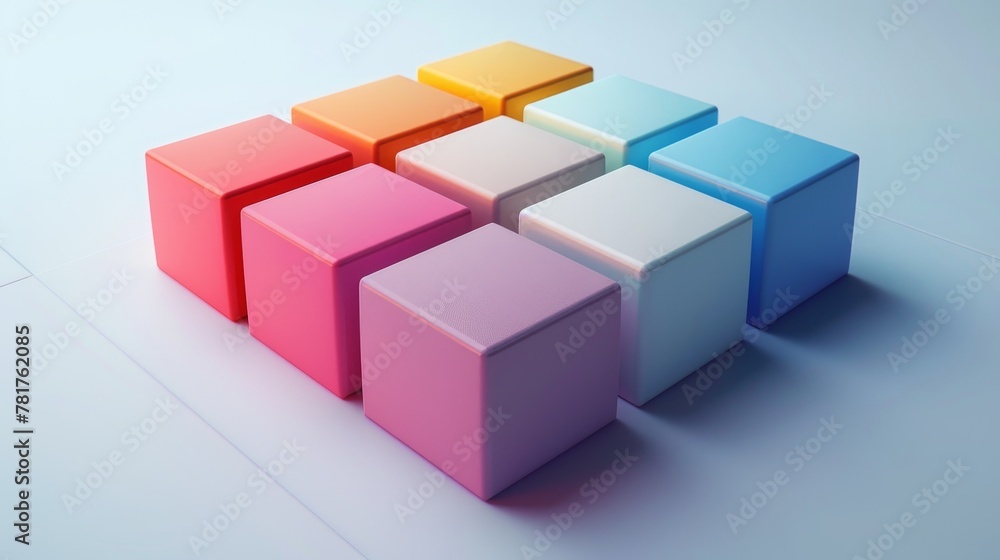 Minimalist Geometry: A 3D vector illustration of a square divided into smaller squares