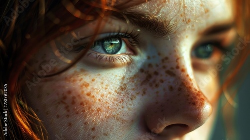 Her freckles seem to travel in their own paths creating a personal constellation that tells a story only she knows. .