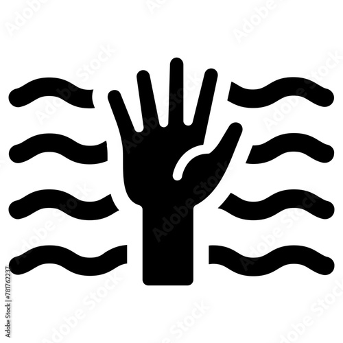 drowning icon, simple vector design