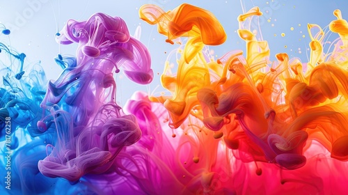 Abstract liquid background resembling colorful ink swirling in water