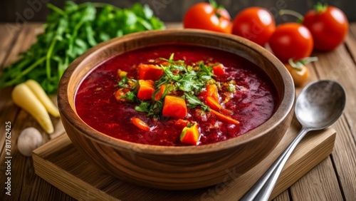  Delicious Red Soup with Fresh Garnishes