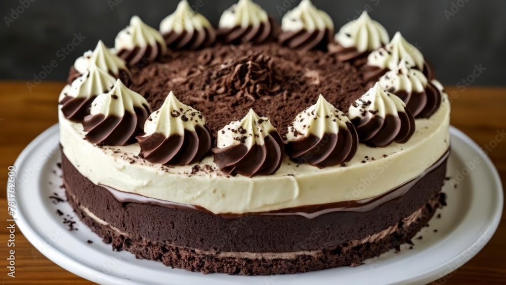 Deliciously decadent chocolate cake ready to be savored Deliciously decadent chocolate cake ready to be savored