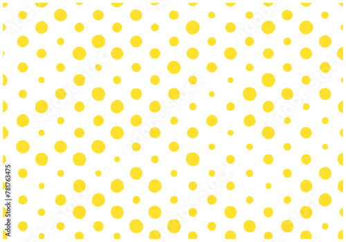 梅雨風手描き水玉パターン背景2黄色