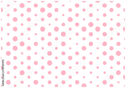 梅雨風手描き水玉パターン背景2桜色