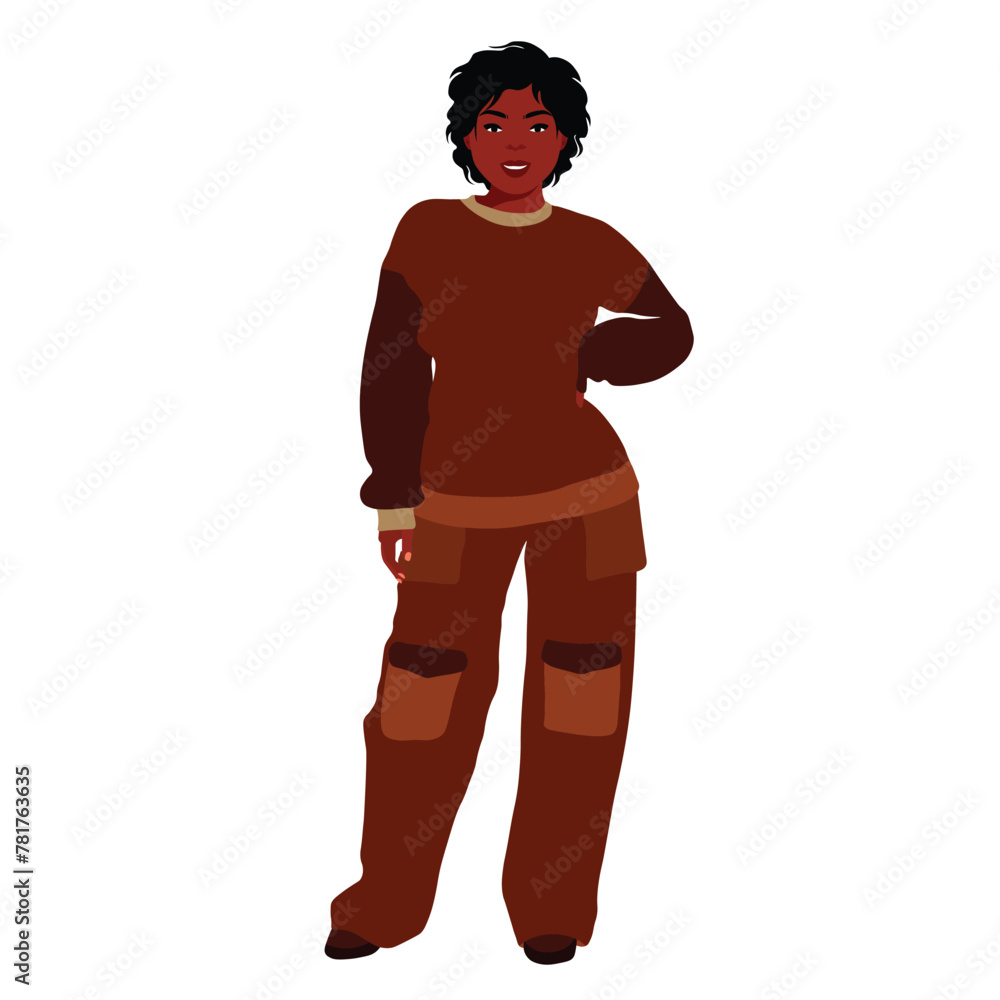 Stylish black woman in elegant art style vector Stylish black woman in elegant art style vector