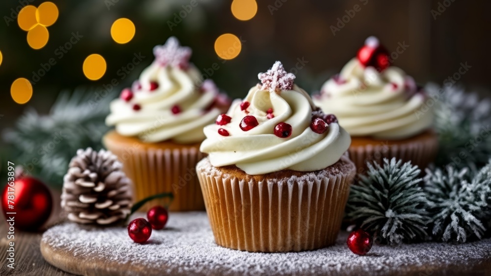 Sweet Christmas Festive cupcakes with a touch of holiday magic Sweet Christmas Festive cupcakes with a touch of holiday magic