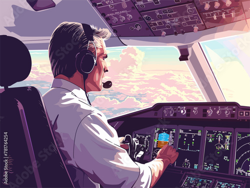 Animated Pilot Navigates Skies, Ensuring Safe Passenger Transit