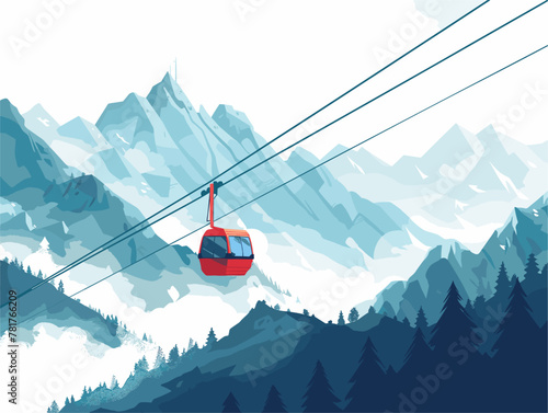 Cable Car Expedition: Ascend to Panoramic Heights Through Animated Illustrations