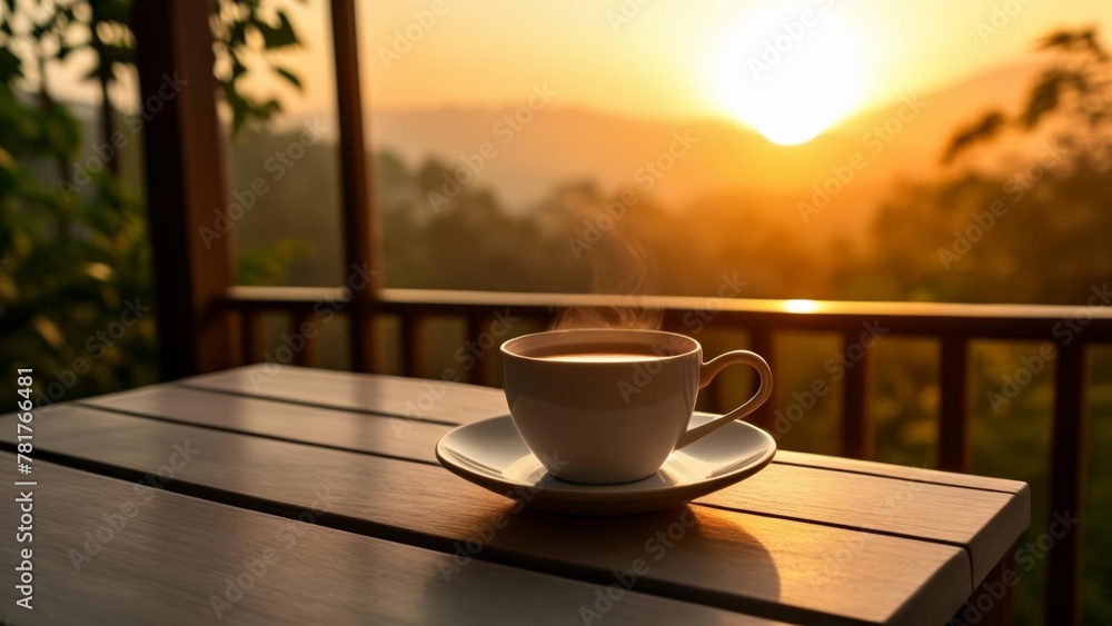 Peaceful morning coffee on the porch Peaceful morning coffee on the porch