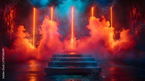 empty stage in cyber punk style	
