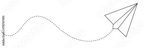 Paper plane with dotted line, Origami paper airplane, Travel symbol. EPS 10/AI