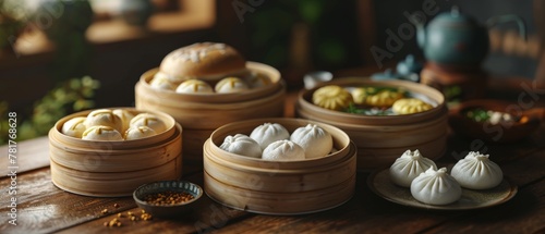 Various types of steamed buns Generative AI
