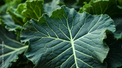 Vibrant green leafy vegetable closeup