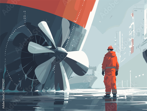 Underwater Inspection: Marine Engineer Ensures Cargo Ship's Propulsion Efficiency