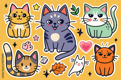 cute-hand-drawn-cats-variations-stickers .eps