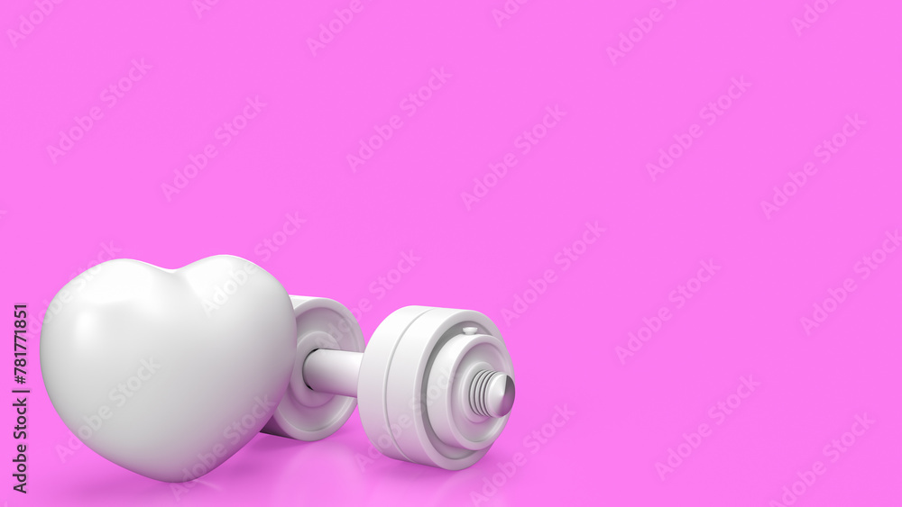 The white dumbbell for health or fitness concept 3d rendering. The white dumbbell for health or fitness concept 3d rendering.